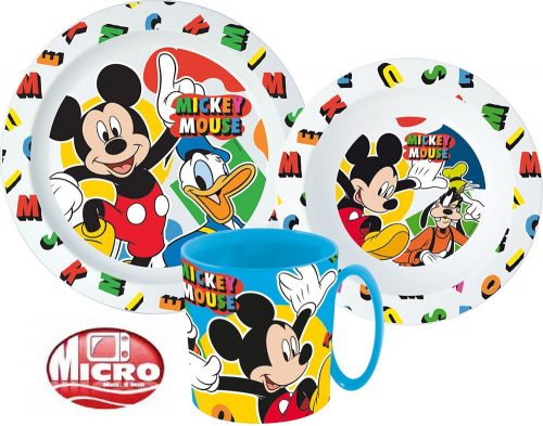 Disney Mickey étkészlet, micro műanyag szett bögrével 350 ml