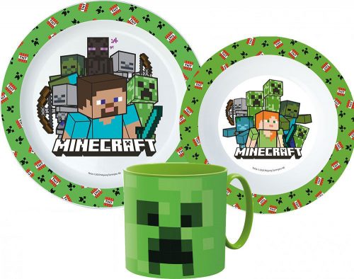 Minecraft étkészlet, micro műanyag szett bögrével 265 ml